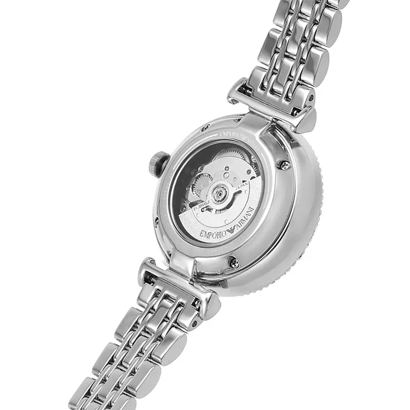 Emporio Armani Crystal Silver Dial Automatic Ladies Watch- AR60022